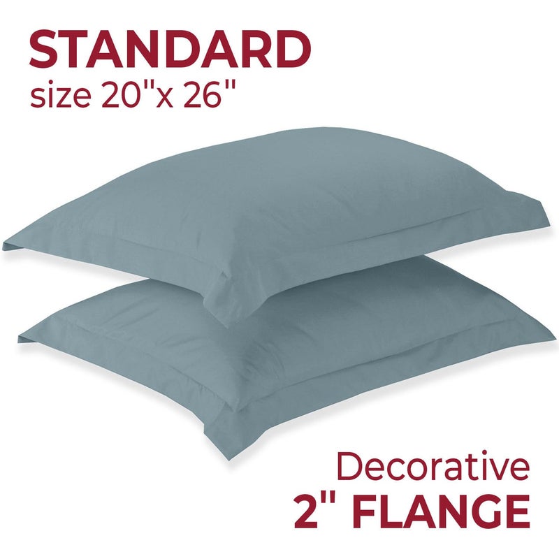 Mellanni Pillow Shams Set - 2 PC Iconic Collection Decorative Pillow Covers - Soft, Cooling, Wrinkle, Fade, Stain Resistant - Luxury Bed Accessories (Standard 20"x26", Spa Blue) - Image 2